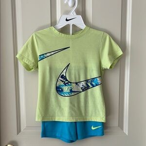 Nike Lime T-Shirt and Teal Shorts Set